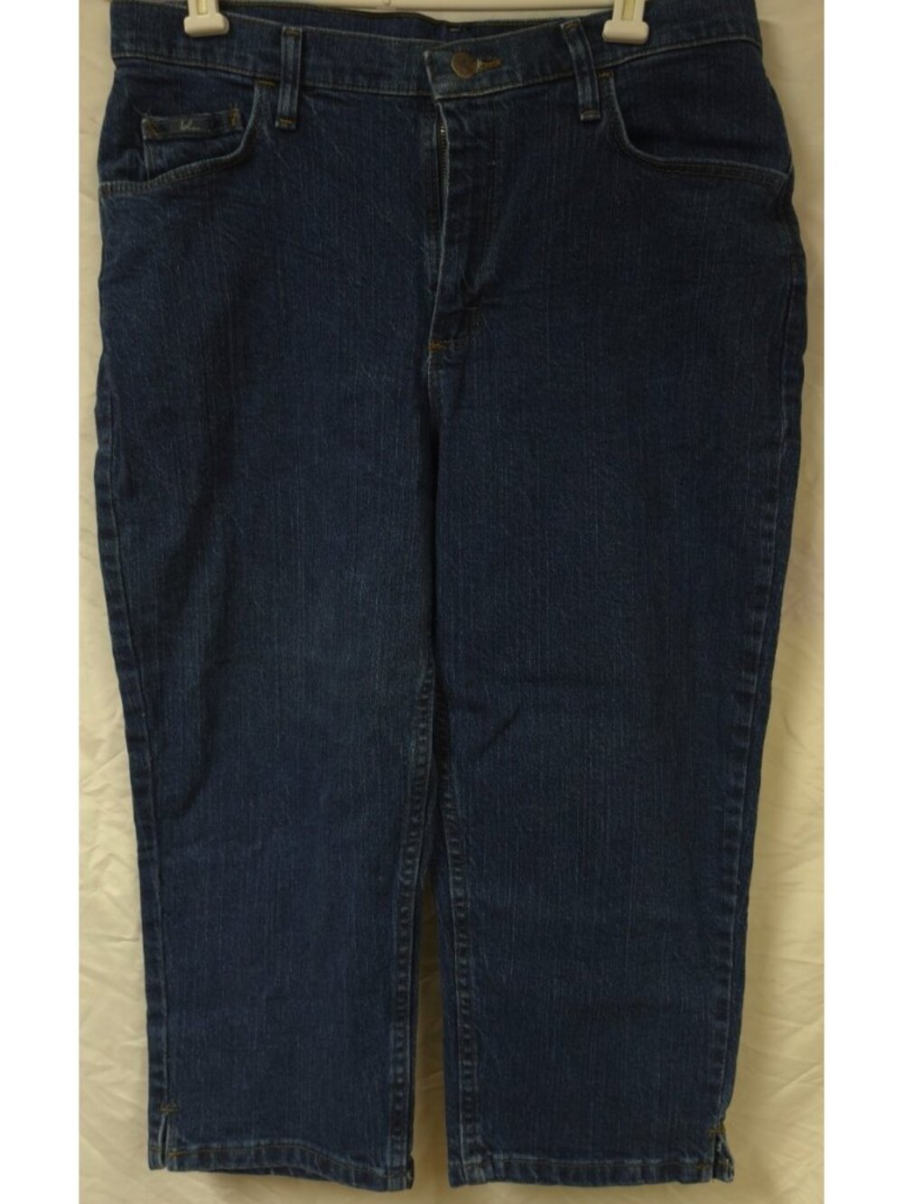 BLU Jeans Inc Womens 14M Heavyweight Dark Wash High Rise Copped Capri Jean 34x21